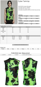 WT-903BXM Punk Shirts Neon Tie-Dye Sleeveless Edgy Rivet Accent Top